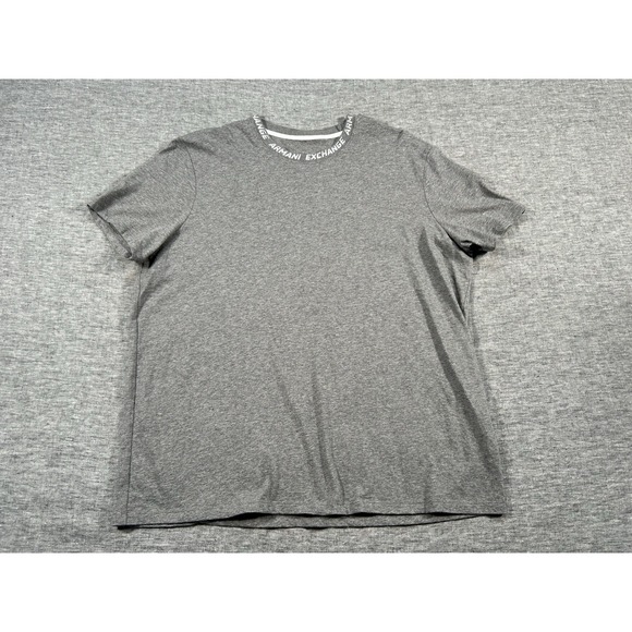 AX Armani Exchange Shirt Mens XXL Grey Short Sleeve Pullover Crew Collar Logo - Picture 1 of 10